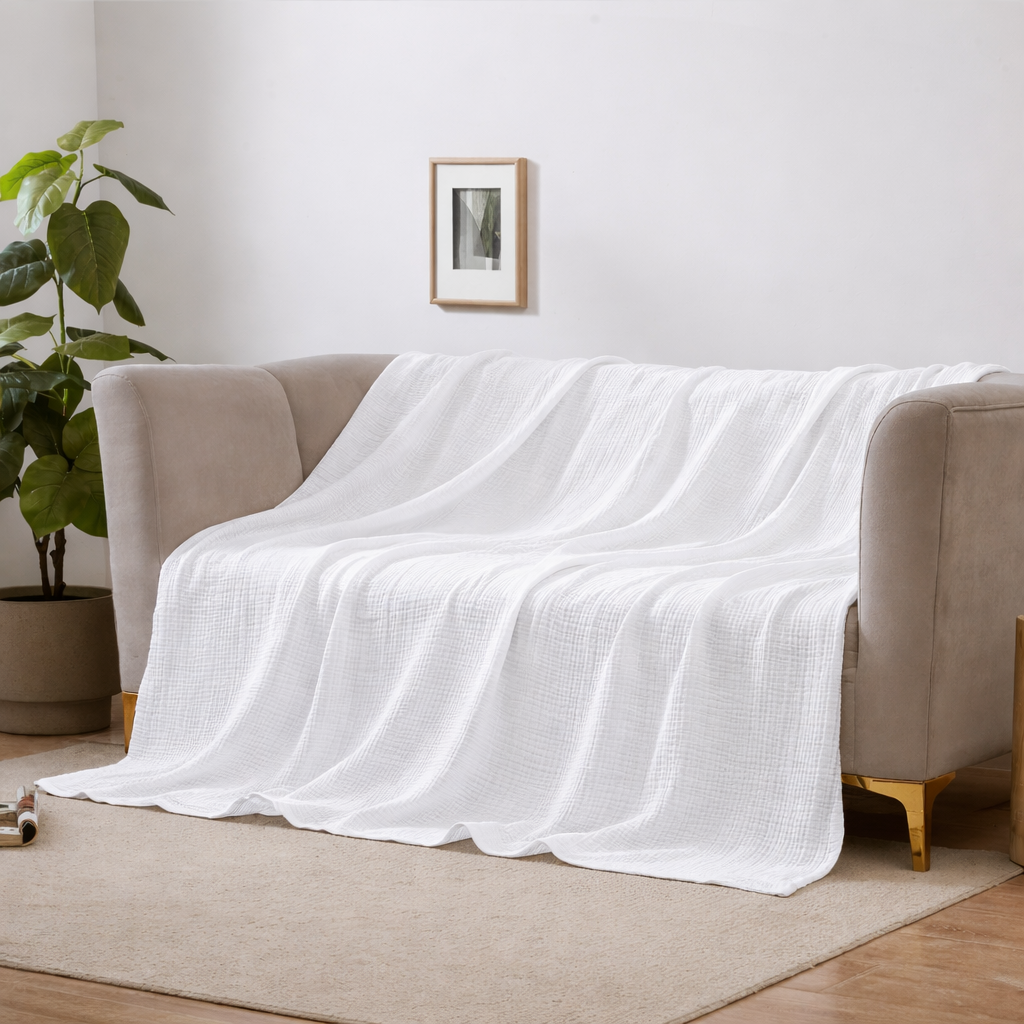 CLOUDSOFT - Couverture en Coton Ultra-Doux pour un Confort Respirant au Quotidien