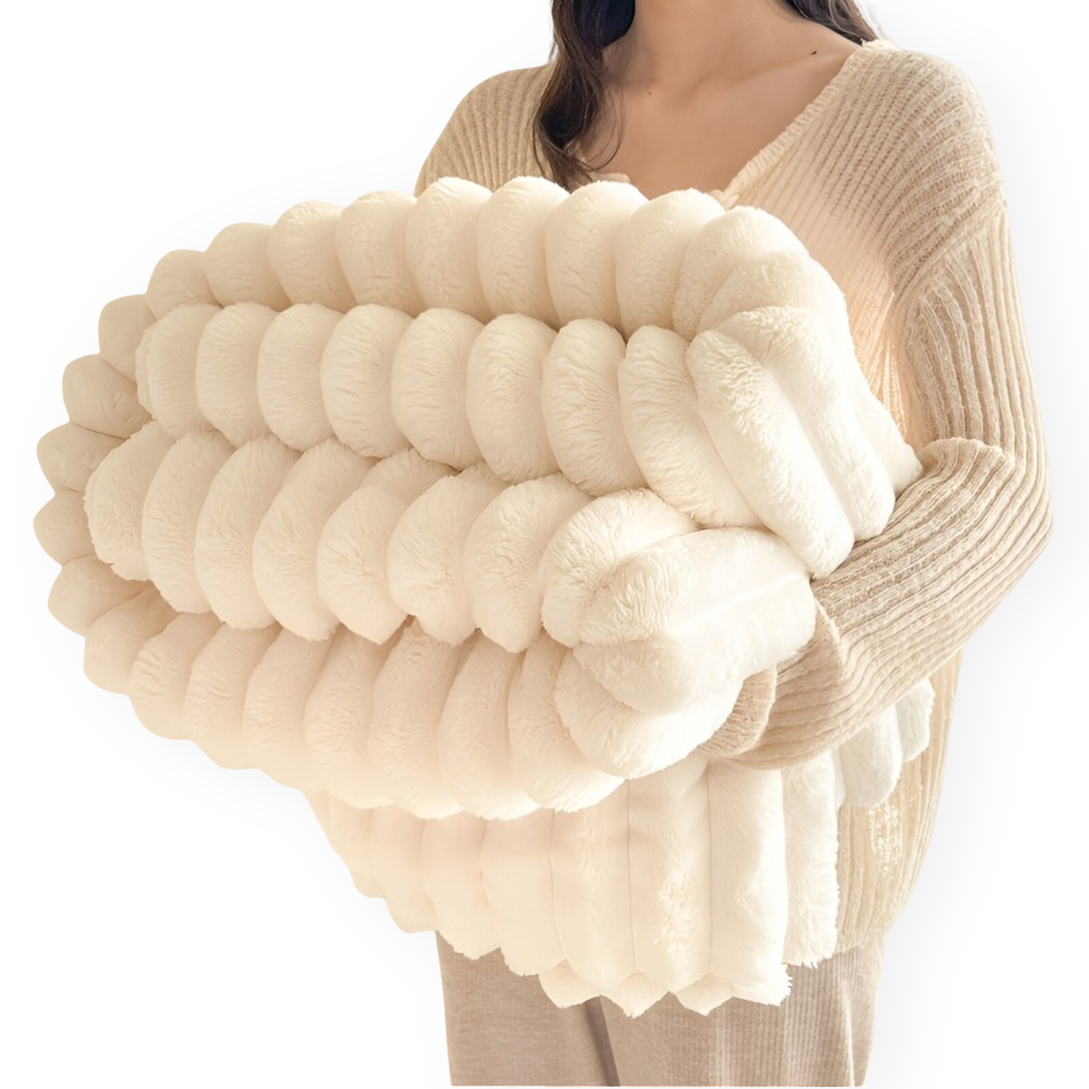 Plaid StripeEase – Couverture en Fleece Ultra-Douce avec Rayures Élastiques