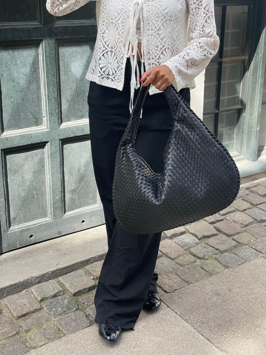 Sac bandoulière | Sac hobo en cuir tressé | Fermeture éclair sécurisée | Aurelia