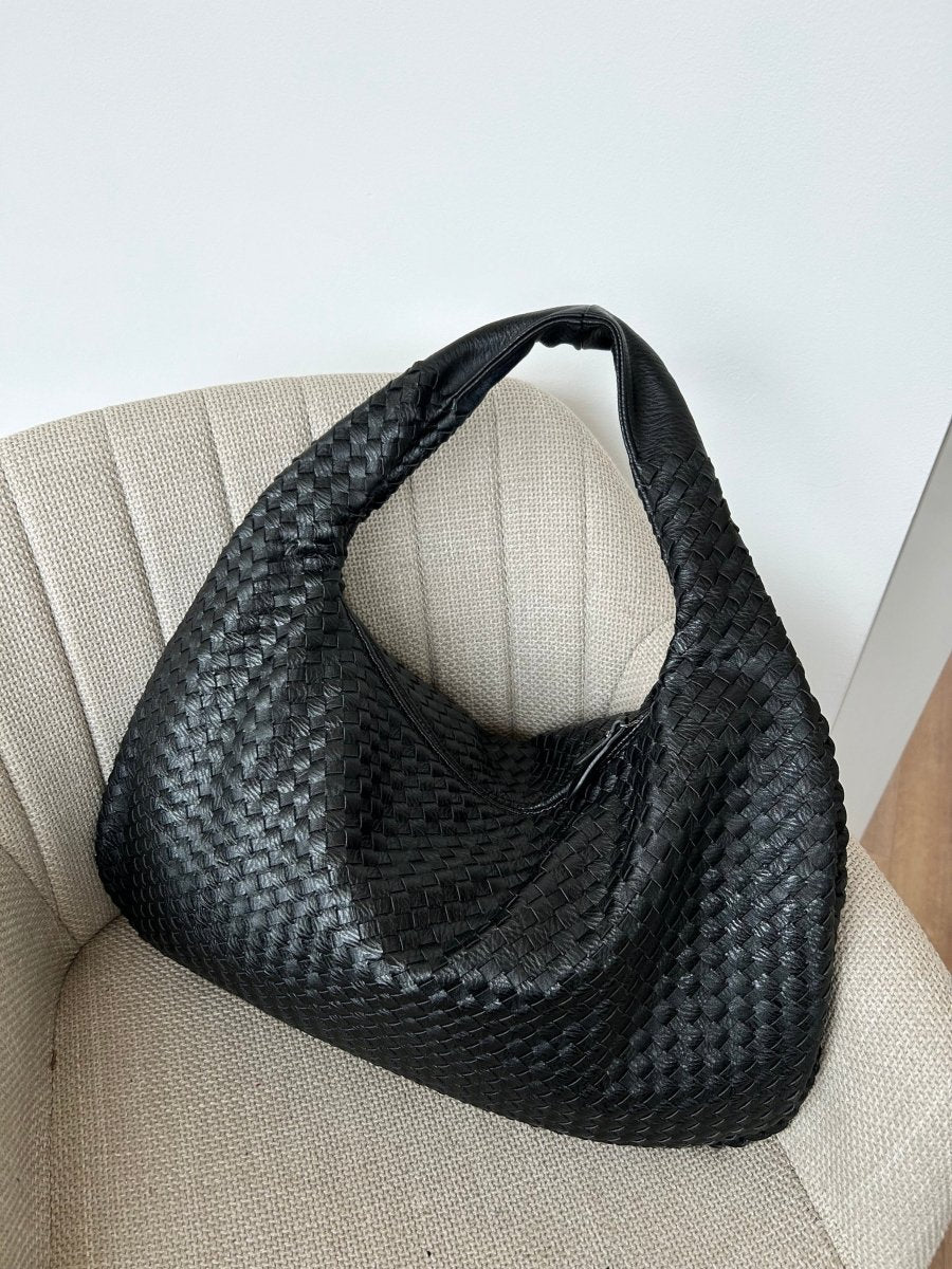 Sac bandoulière | Sac hobo en cuir tressé | Fermeture éclair sécurisée | Aurelia