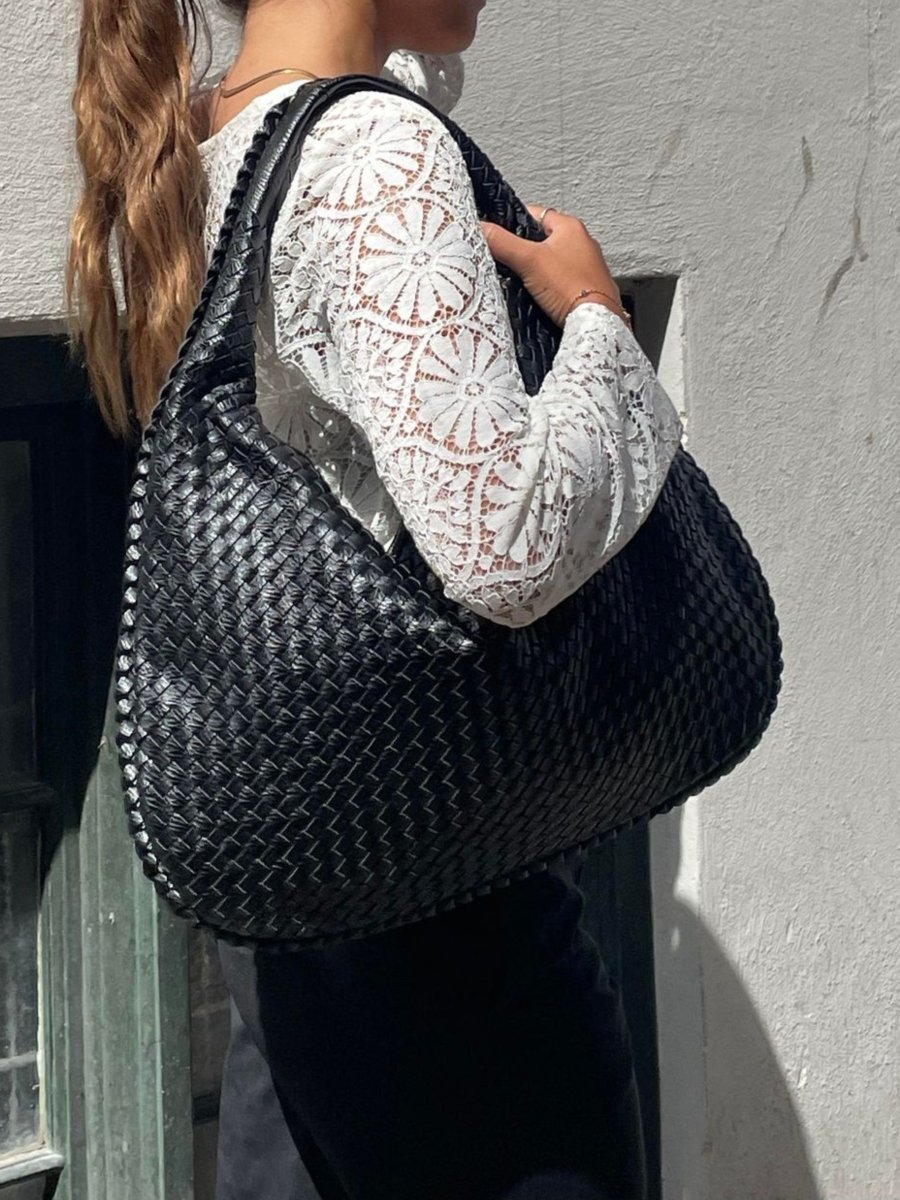 Sac bandoulière | Sac hobo en cuir tressé | Fermeture éclair sécurisée | Aurelia