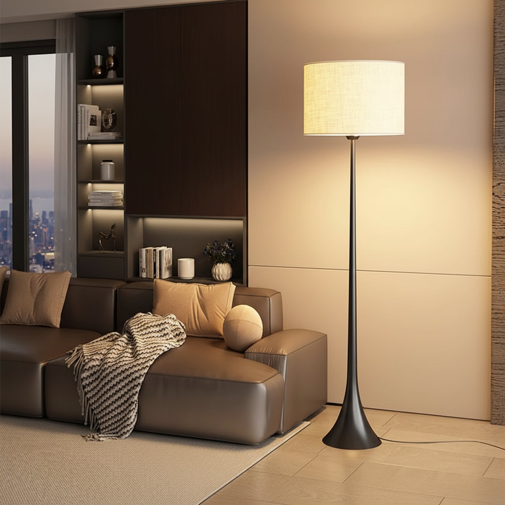 Lampe sur pied en soie moderne