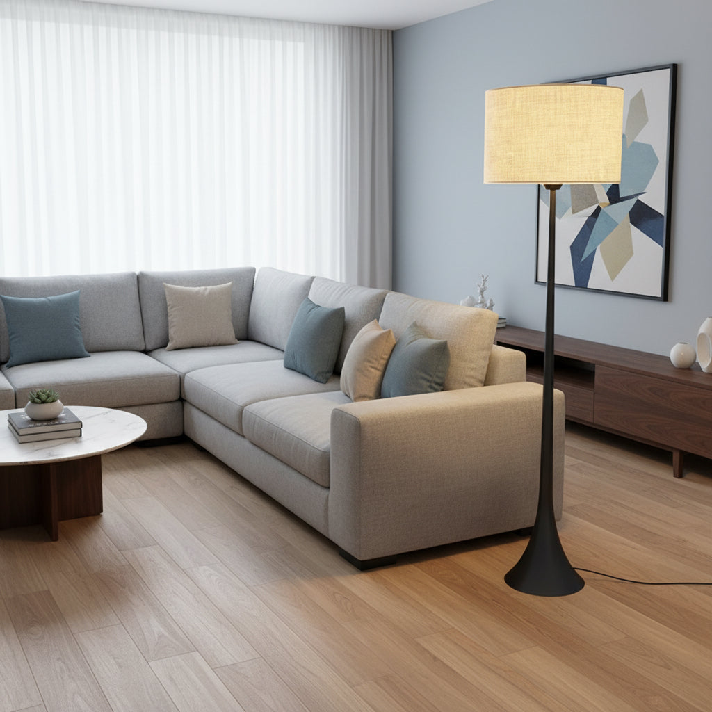Lampe sur pied en soie moderne