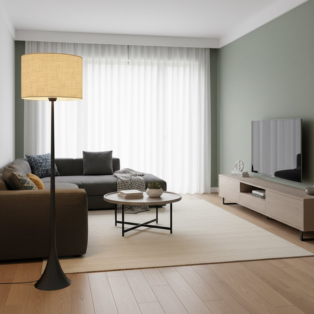 Lampe sur pied en soie moderne