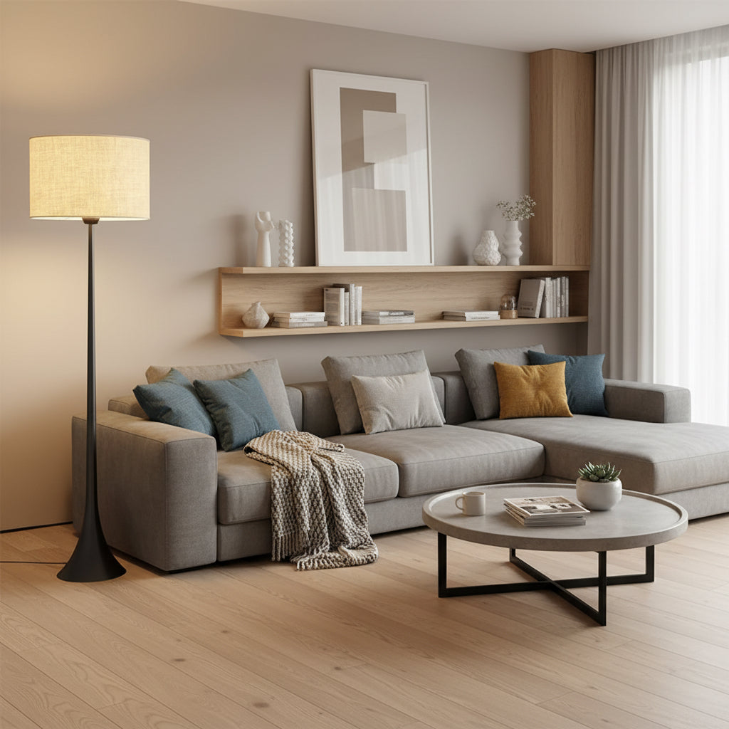 Lampe sur pied en soie moderne