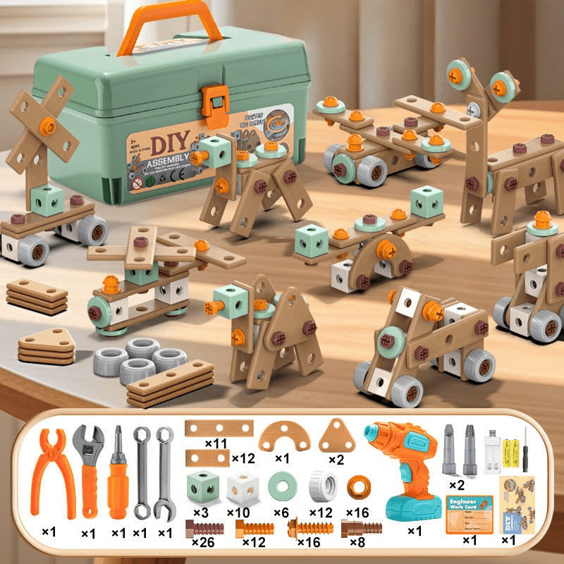 BUILDMASTER – Ensemble d'outils de 100 pièces pour enfants créatifs à partir de 3 ans