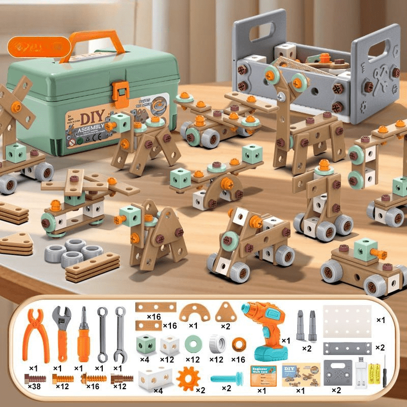 BUILDMASTER – Ensemble d'outils de 100 pièces pour enfants créatifs à partir de 3 ans