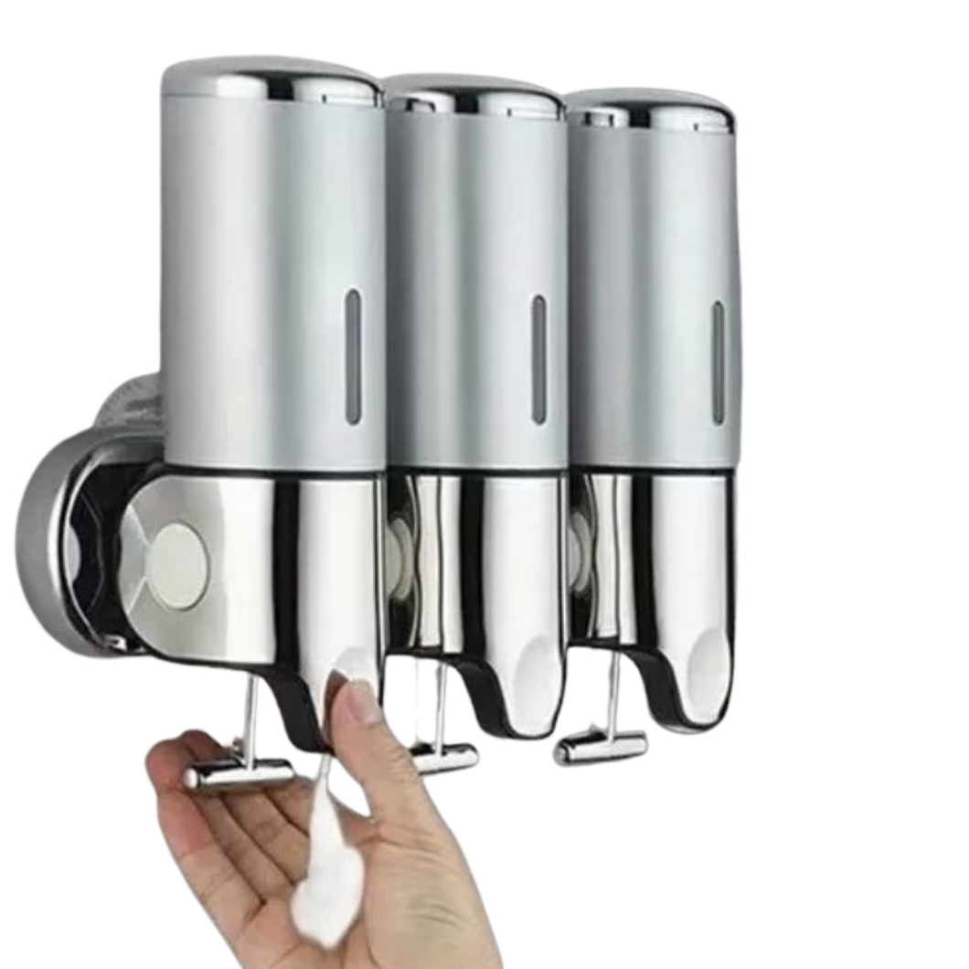 Distributeur de savon mural | Acier inoxydable & ABS | Design moderne | Gain de place & Rechargeable