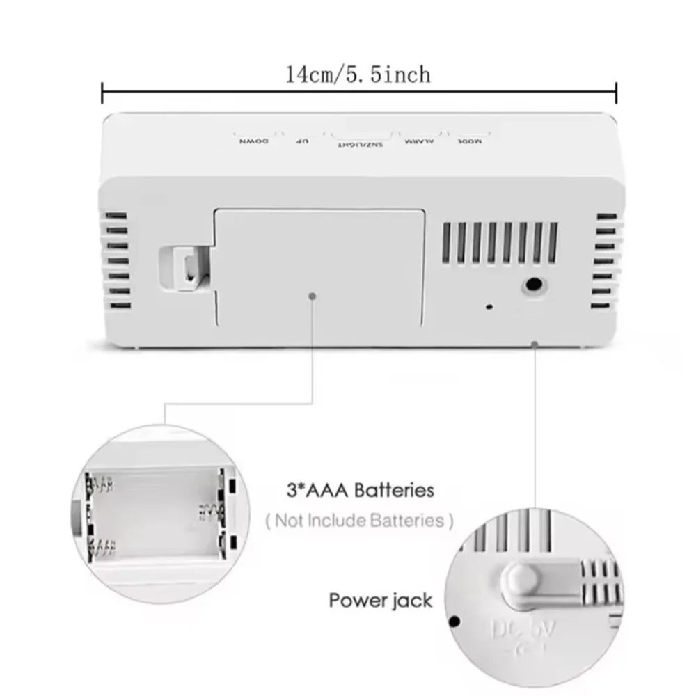 Réveil Miroir LED Moderne avec Luminosité Réglable et Fonction Snooze pour la Maison et le Bureau