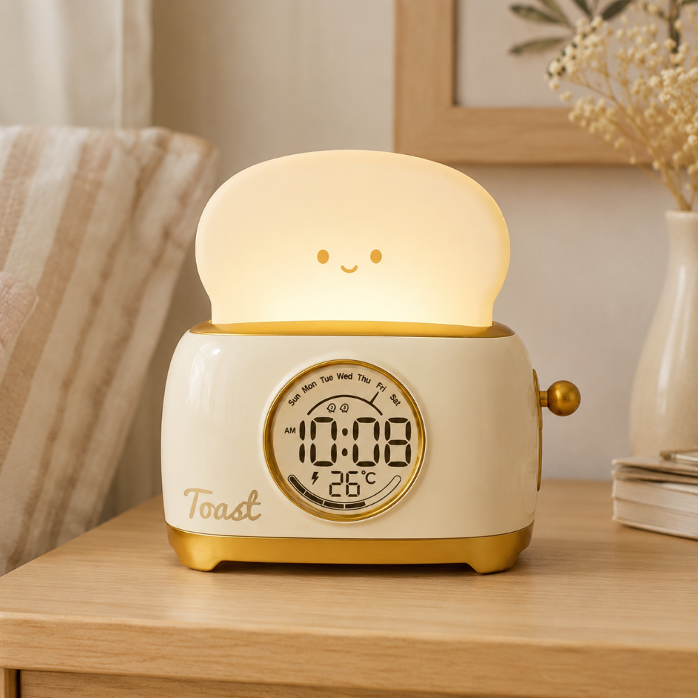 Réveil Numérique Toastie avec Veilleuse et Affichage de Température pour Enfants