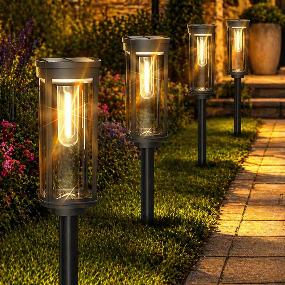 Éclairages de Cheminée de Jardin Solaire Élégants - Lampes à Piquet LED pour Éclairage de Chemin