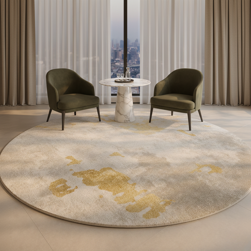 Marcello - Tapis rond en peluche luxueux de style italien pour le salon