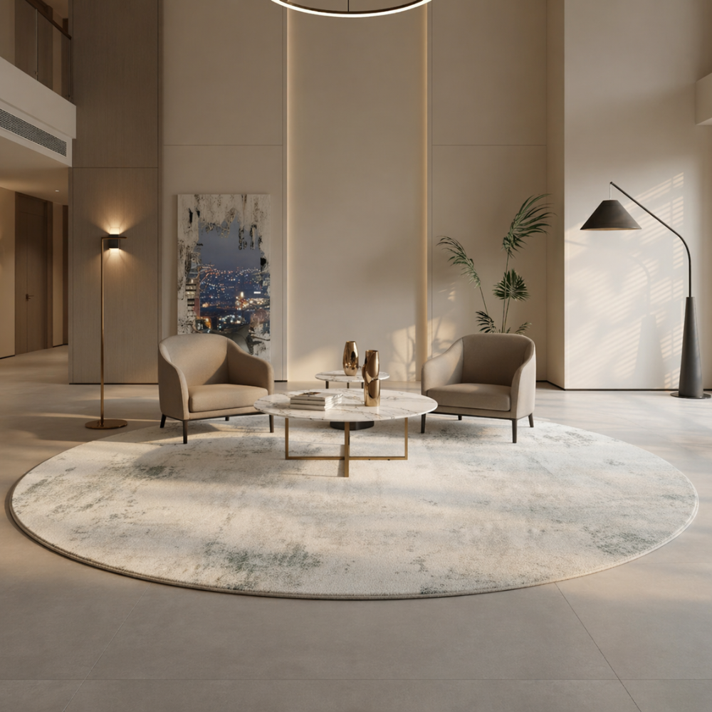 Marcello - Tapis rond en peluche luxueux de style italien pour le salon