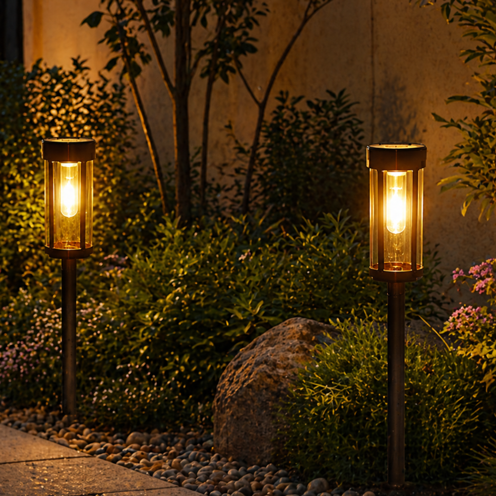 Éclairages de Cheminée de Jardin Solaire Élégants - Lampes à Piquet LED pour Éclairage de Chemin