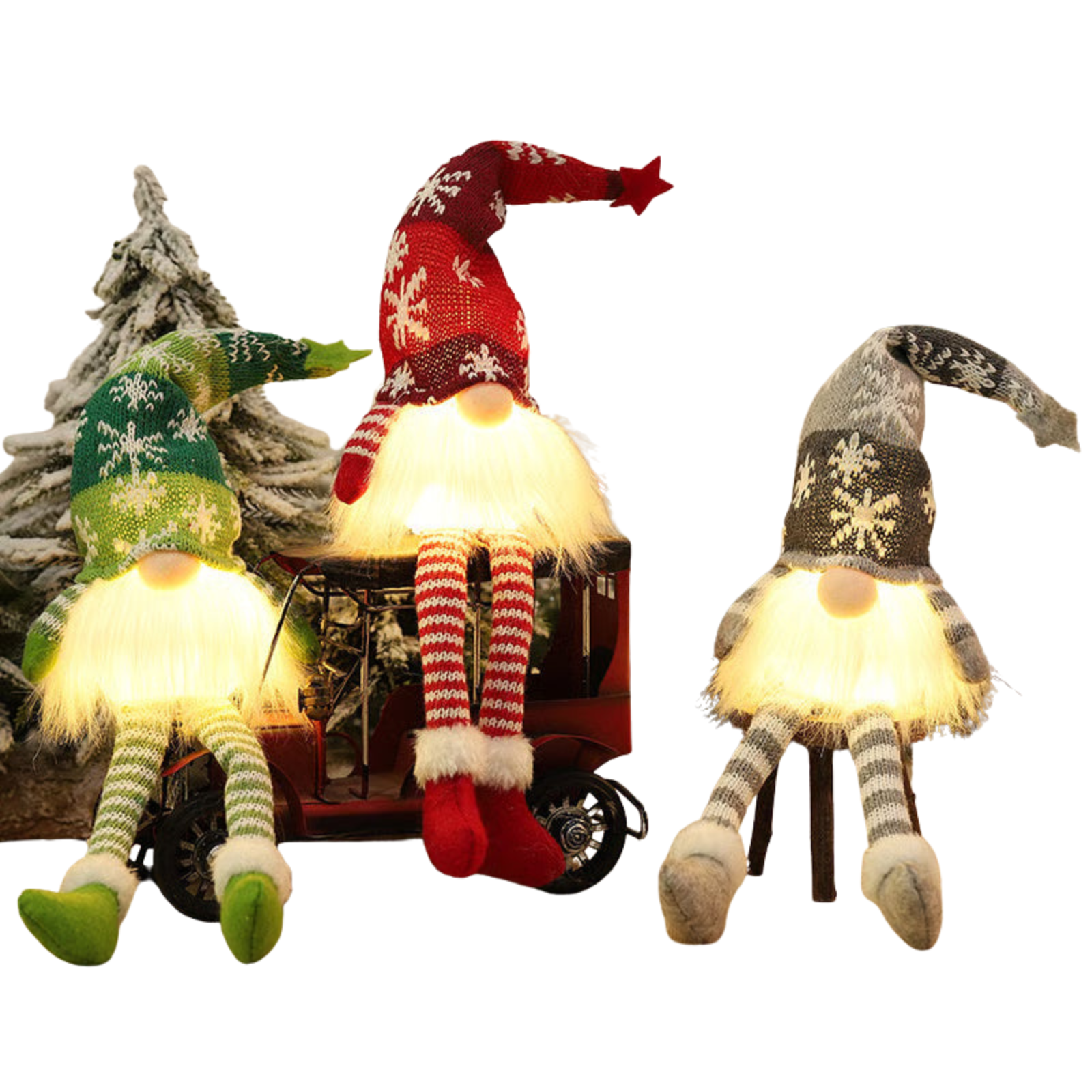 Lutin de Noël avec lumière LED | Figurine décorative faite à la main | Design nordique