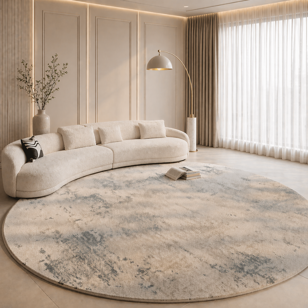 Marcello - Tapis rond en peluche luxueux de style italien pour le salon