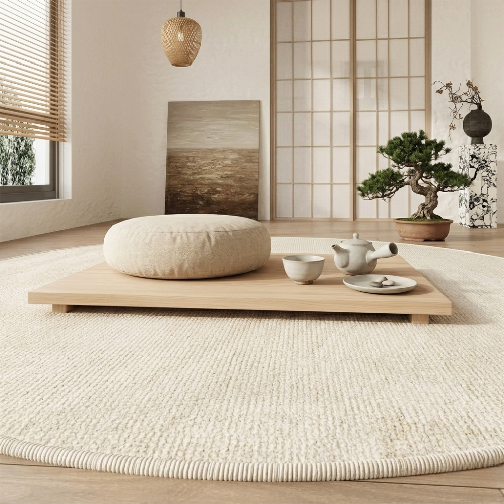 Tapis Rond de Luxe Veloura | Tapis Wabi Sabi Doux et Antidérapant pour Salon ou Chambre