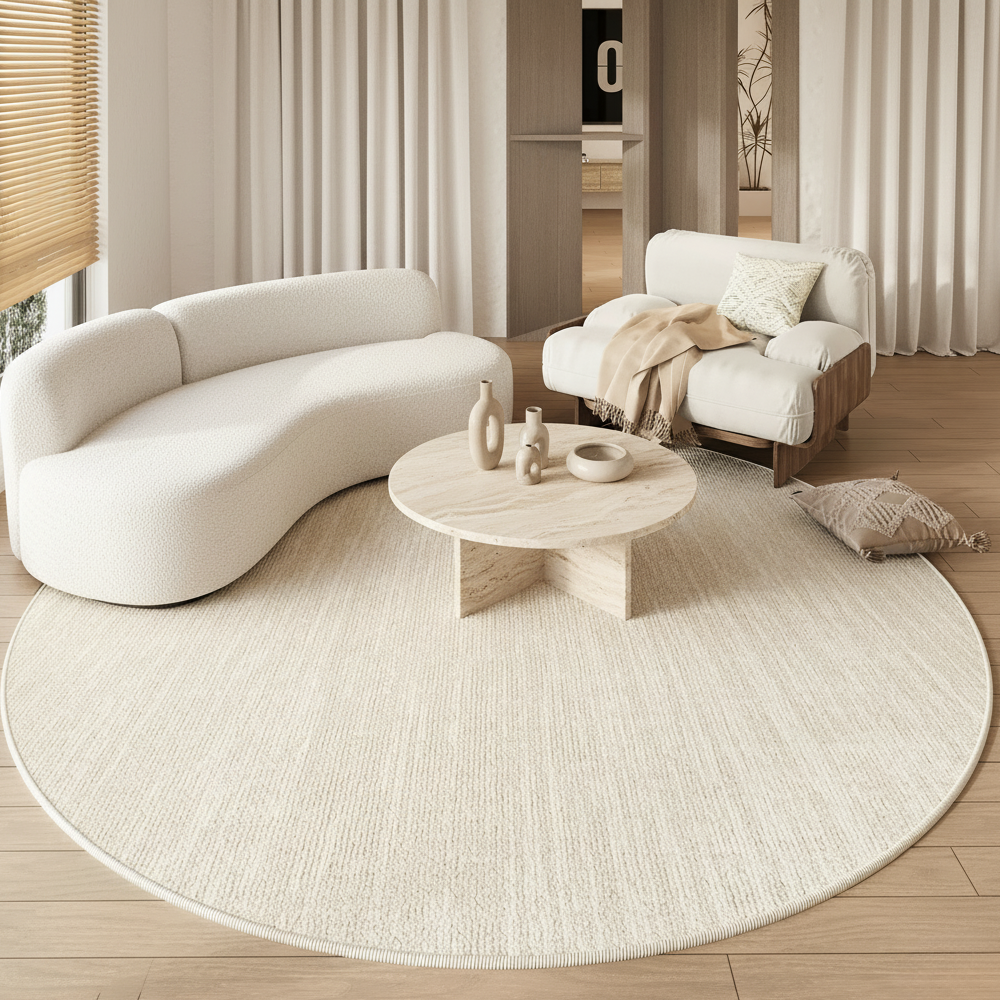 Tapis Rond de Luxe Veloura | Tapis Wabi Sabi Doux et Antidérapant pour Salon ou Chambre