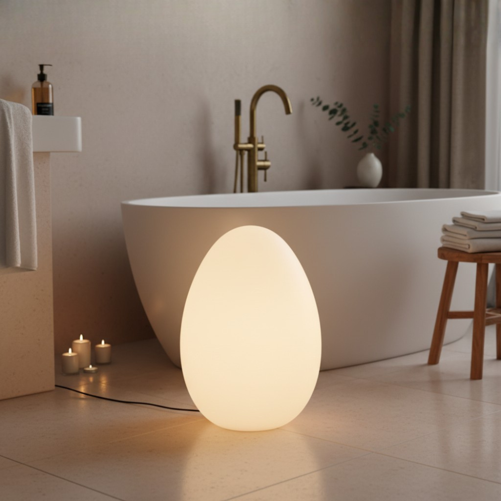 SolStone | Lampe de sol sculpturale œuf moderne minimaliste pour salon