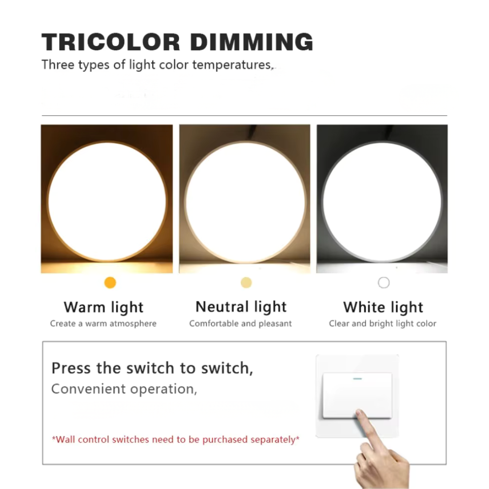 Lumière de plafond encastrée Horizon - Design moderne ultra-fin avec accent en bois