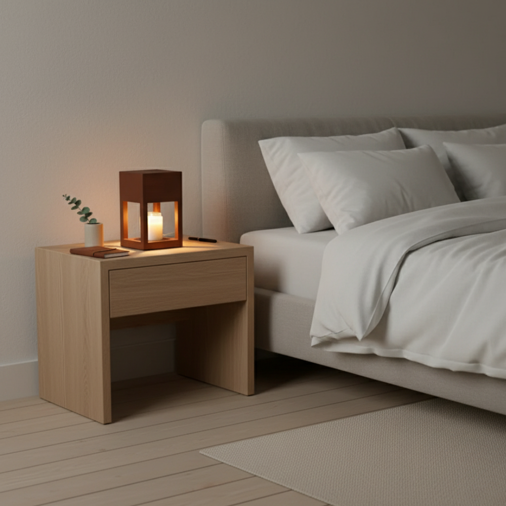 Lampe Réchauffe-Bougie en Bois Scandinave - Lumière Ambiante à Double Usage