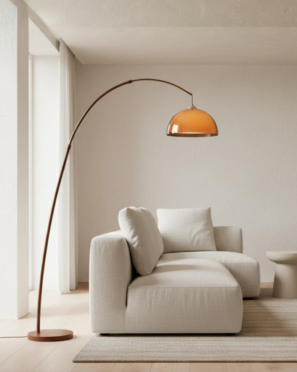 Lampadaire Ventoro Arc - Lampadaire moderne avec abat-jour en dôme chaud pour le salon