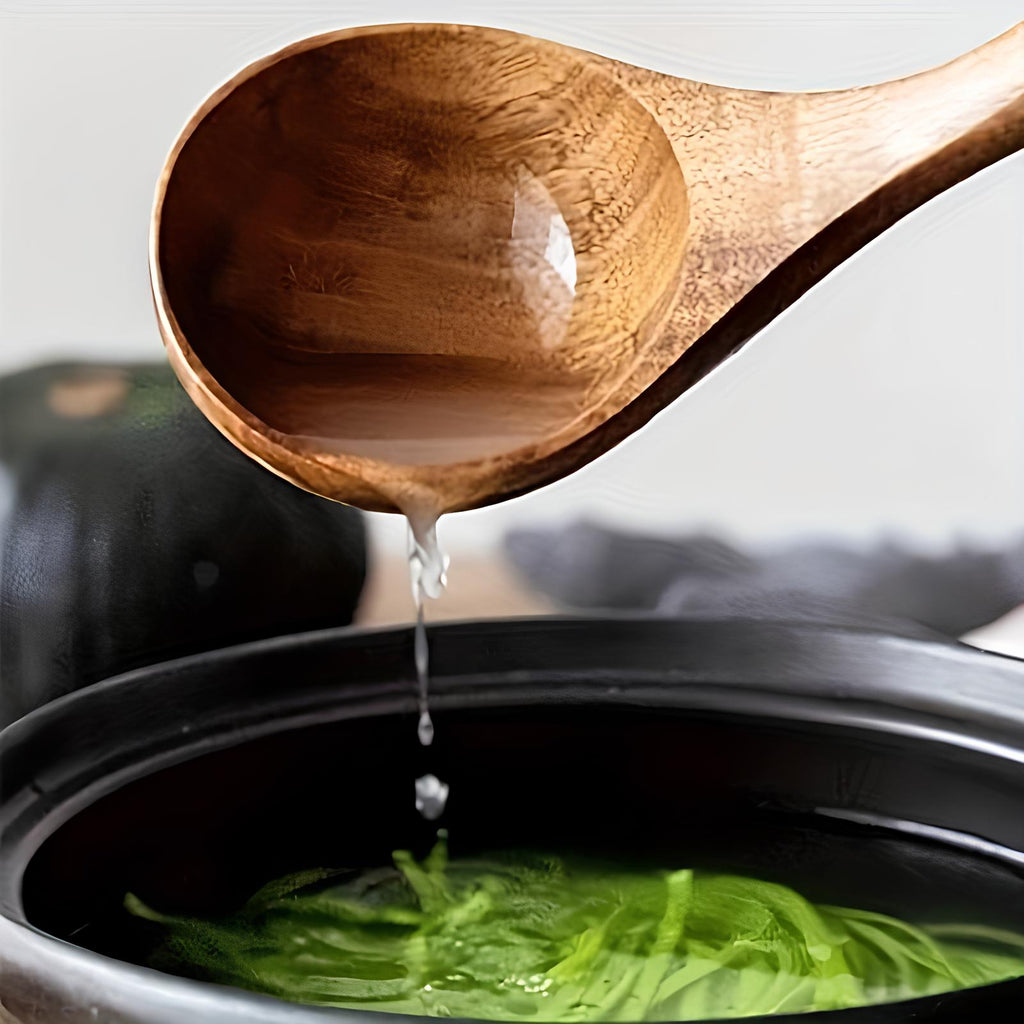 Skanto | Ensemble d'ustensiles de cuisine en teck naturel de 5 pièces – Résistant à la chaleur et anti-rayures