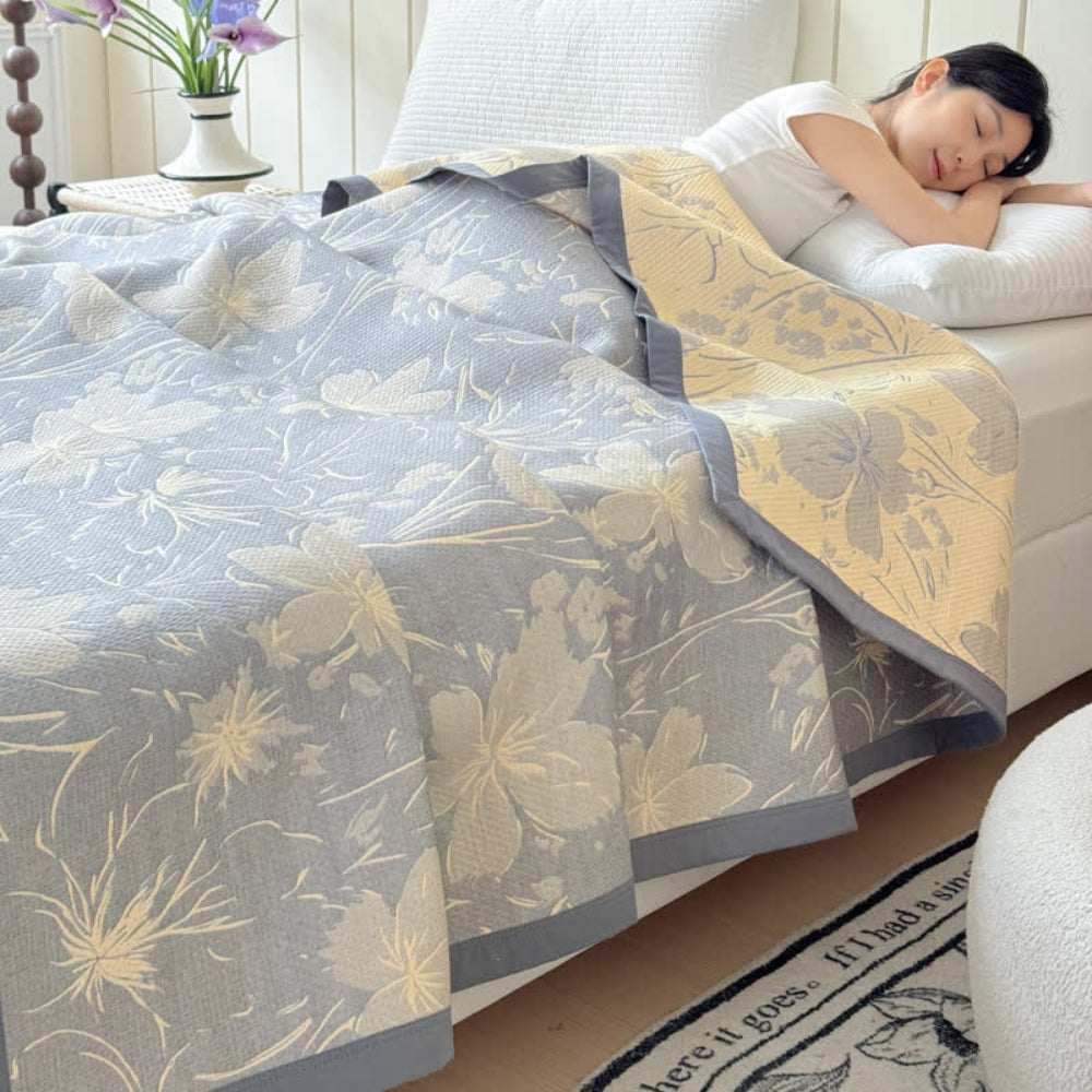 Couverture Florale Réversible en Coton Velurelle