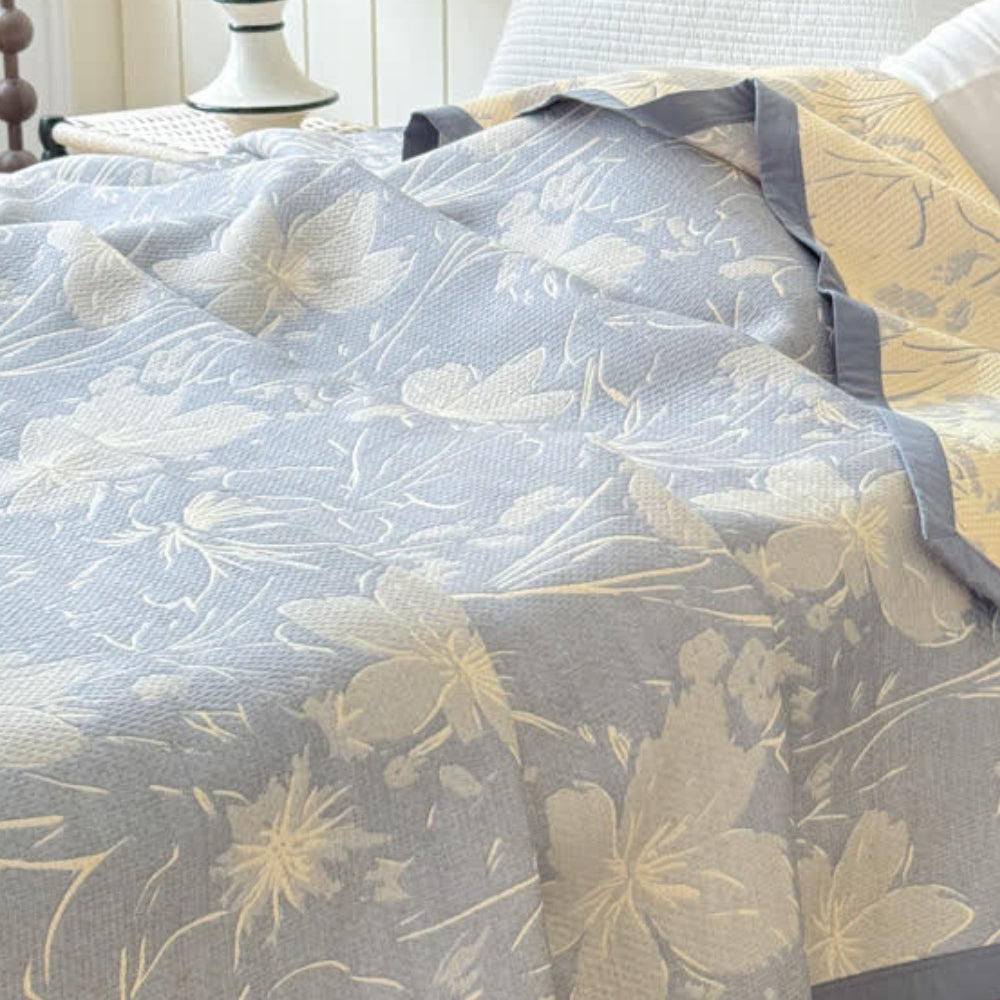 Couverture Florale Réversible en Coton Velurelle