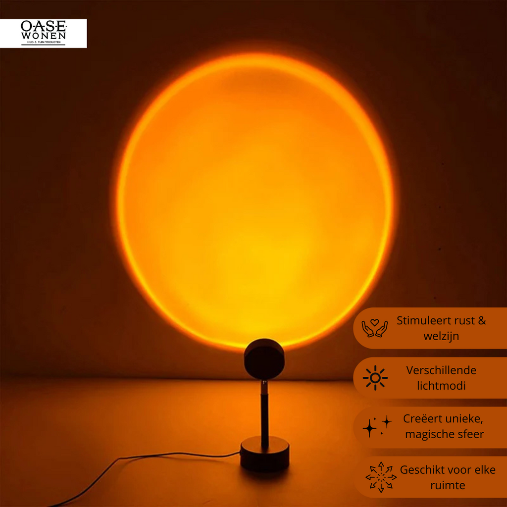 Lampe projecteur LED avec 13 modes lumineux – effet coucher de soleil