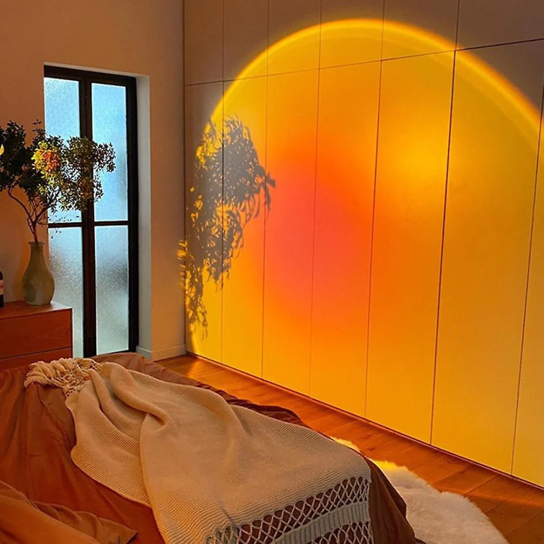 Lampe projecteur LED avec 13 modes lumineux – effet coucher de soleil