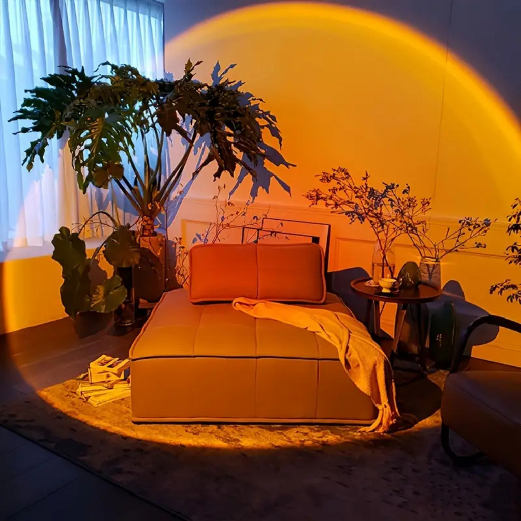 Lampe projecteur LED avec 13 modes lumineux – effet coucher de soleil