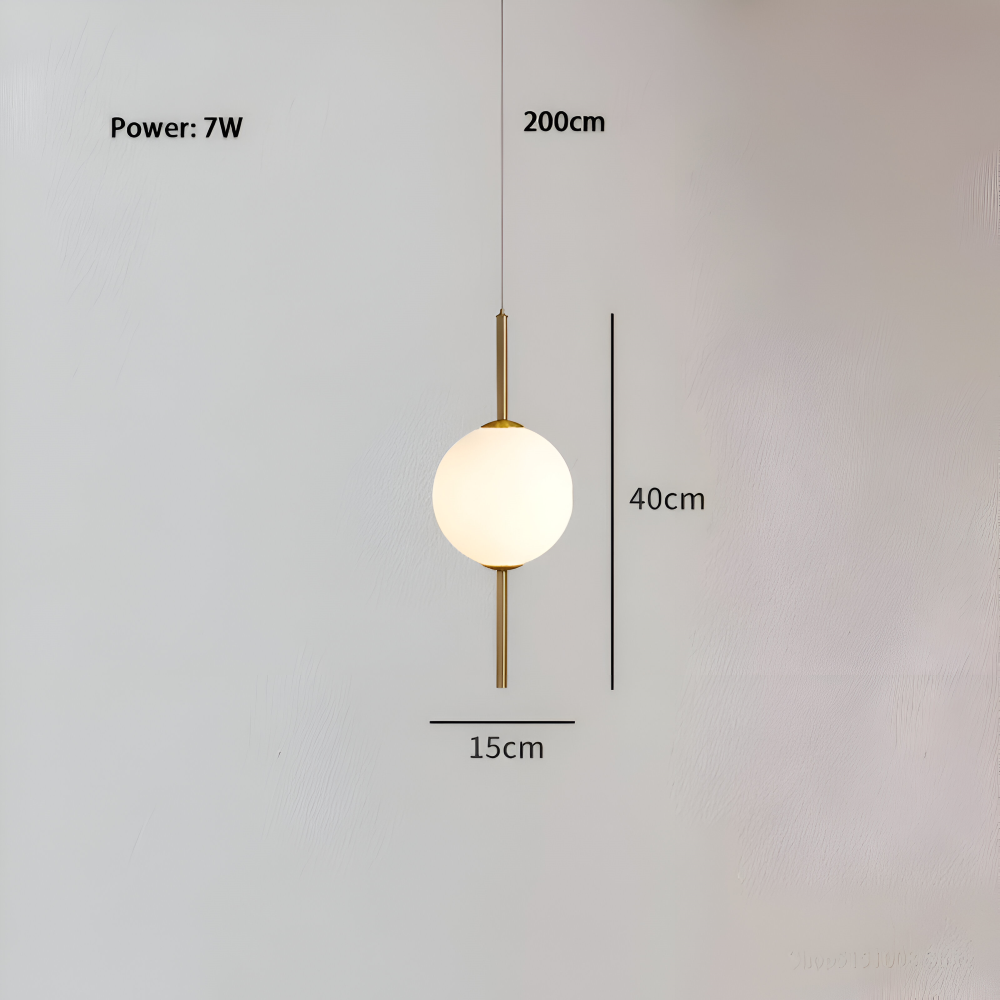 Gloriva Suspension – Suspension Élégante au Design Vertical et Boule en Verre Mat