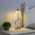 Lampe de table vintage en or avec abat-jour en cristal – lampe LED sans fil
