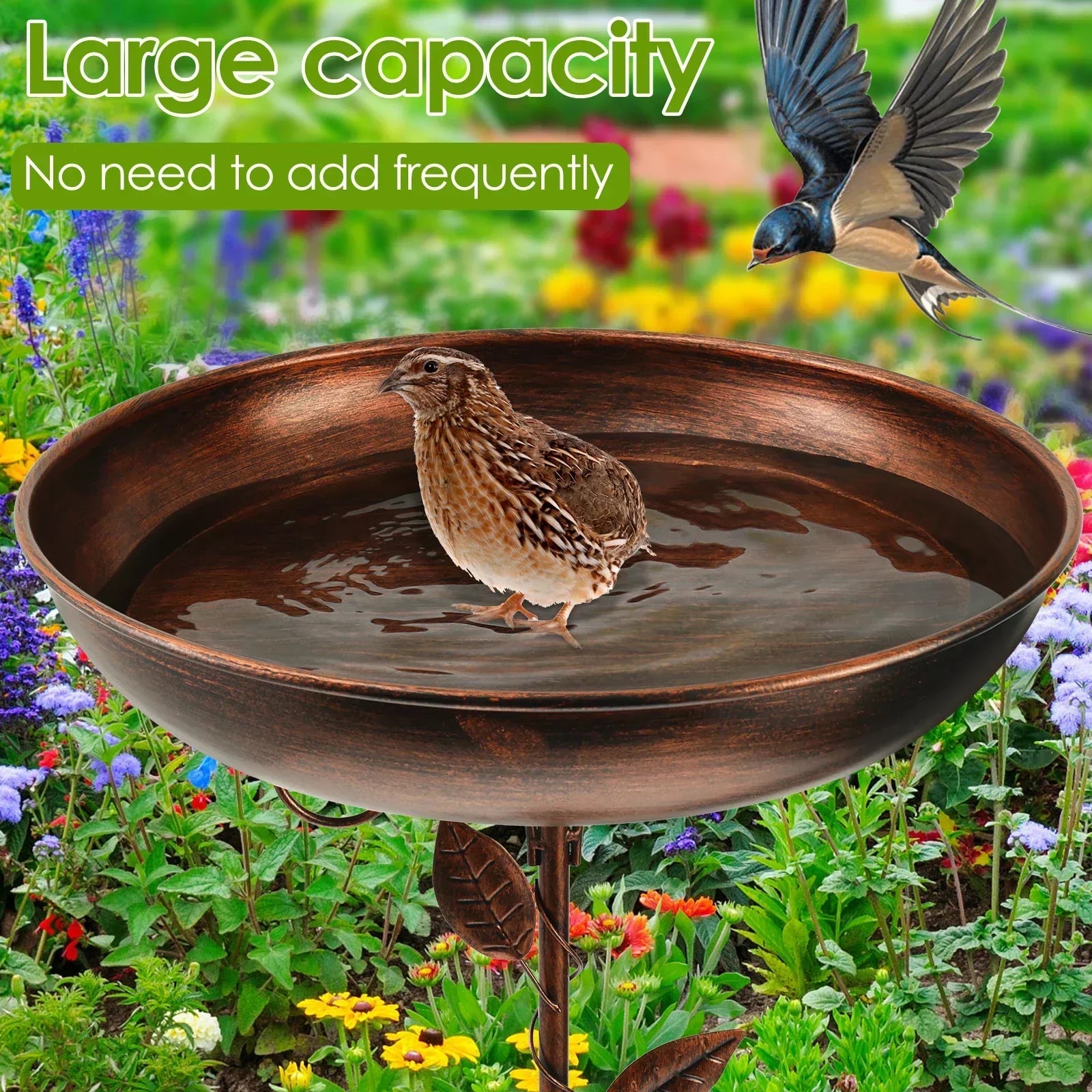 Baignoire pour oiseaux | Avec support | Écuelle en métal robuste | BirdHaven