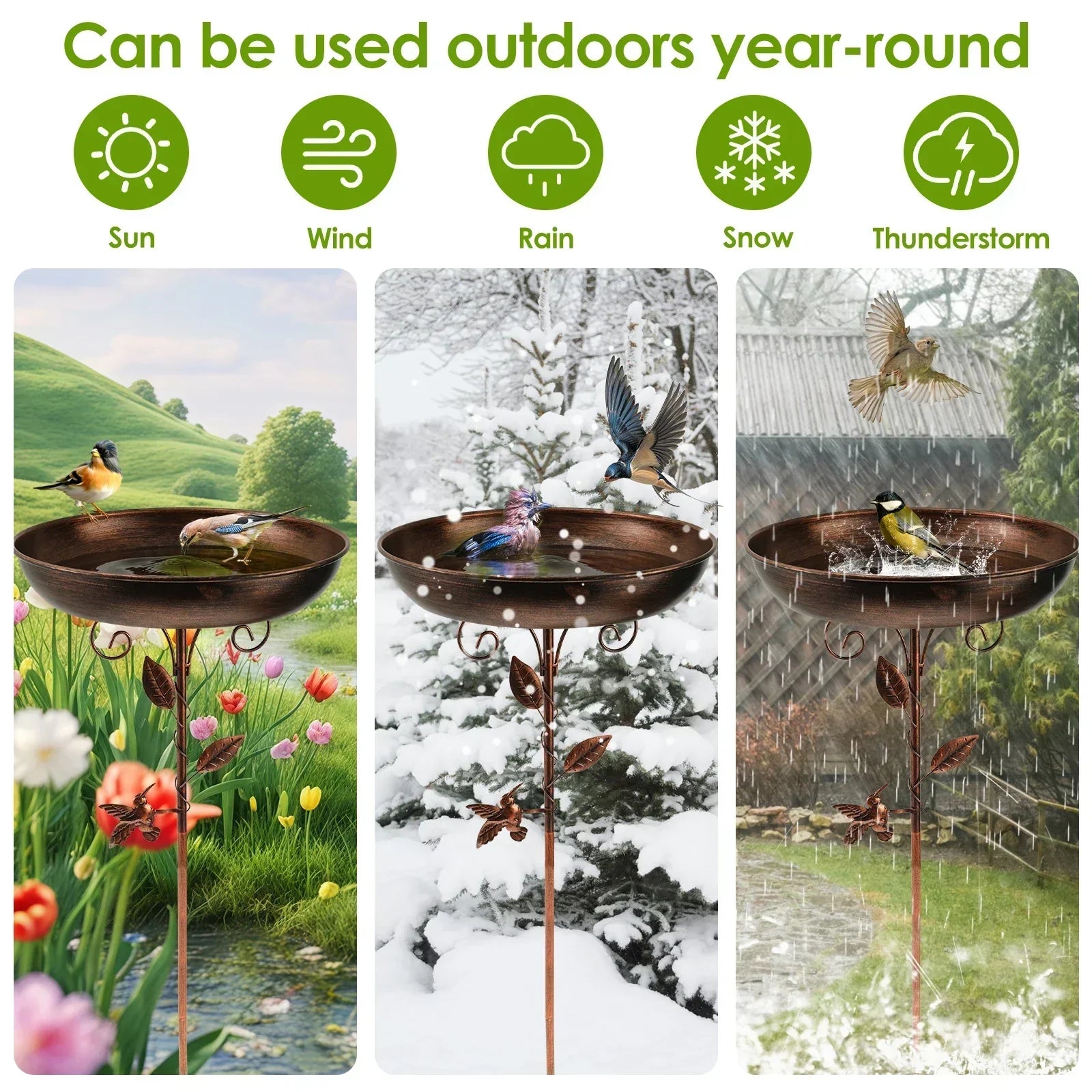 Baignoire pour oiseaux | Avec support | Écuelle en métal robuste | BirdHaven