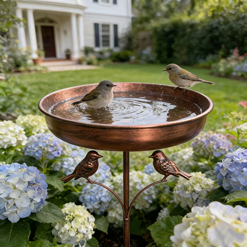 Baignoire pour oiseaux | Avec support | Écuelle en métal robuste | BirdHaven