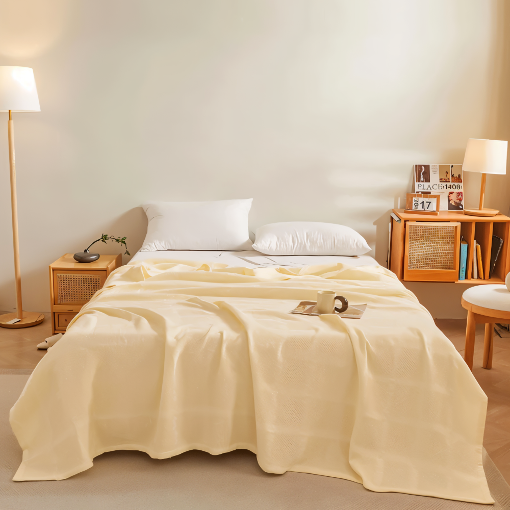 WaffleCloud Plaid - Couverture en Fleece Hypoallergénique en Coton - Couverture en Tissu Twill Doux