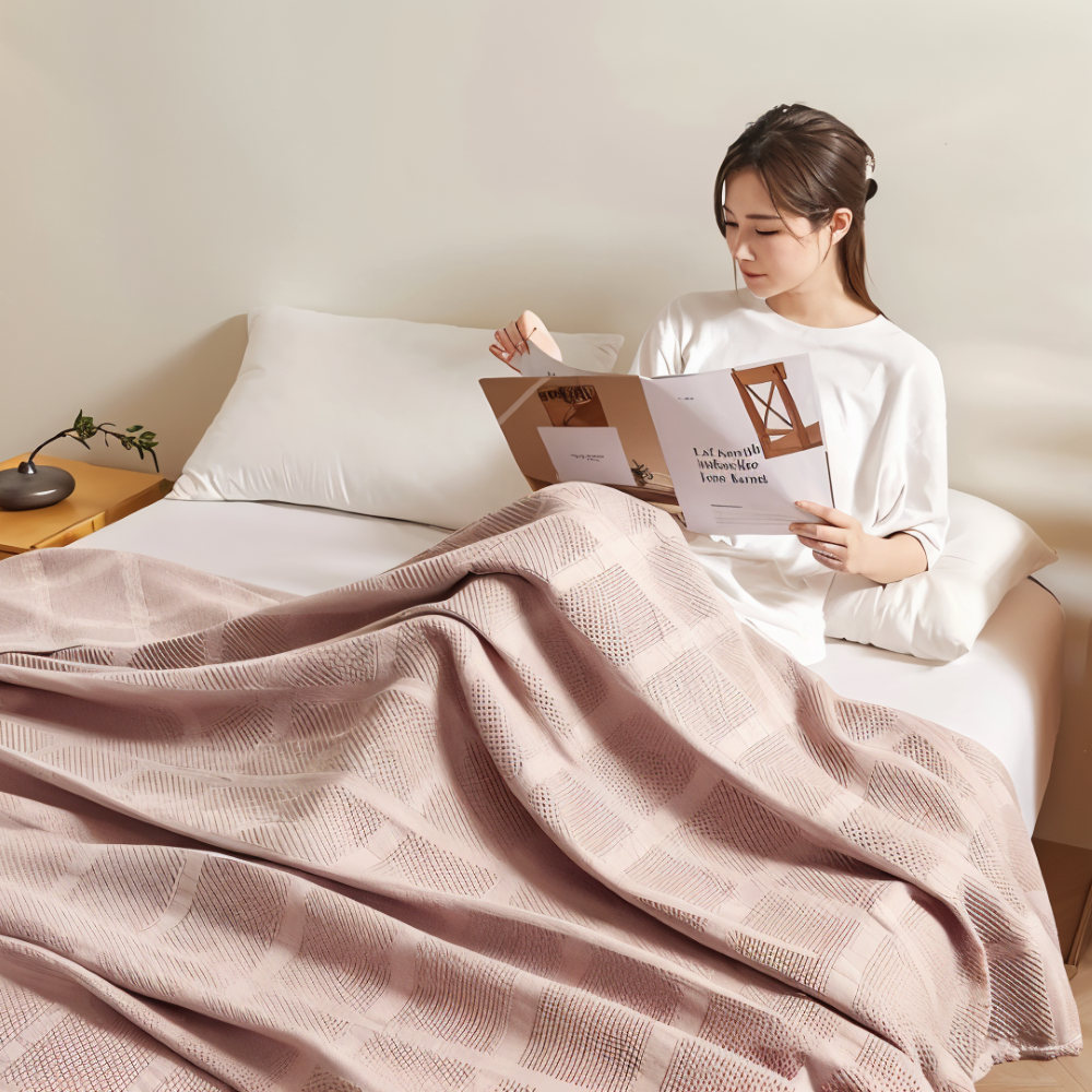 WaffleCloud Plaid - Couverture en Fleece Hypoallergénique en Coton - Couverture en Tissu Twill Doux