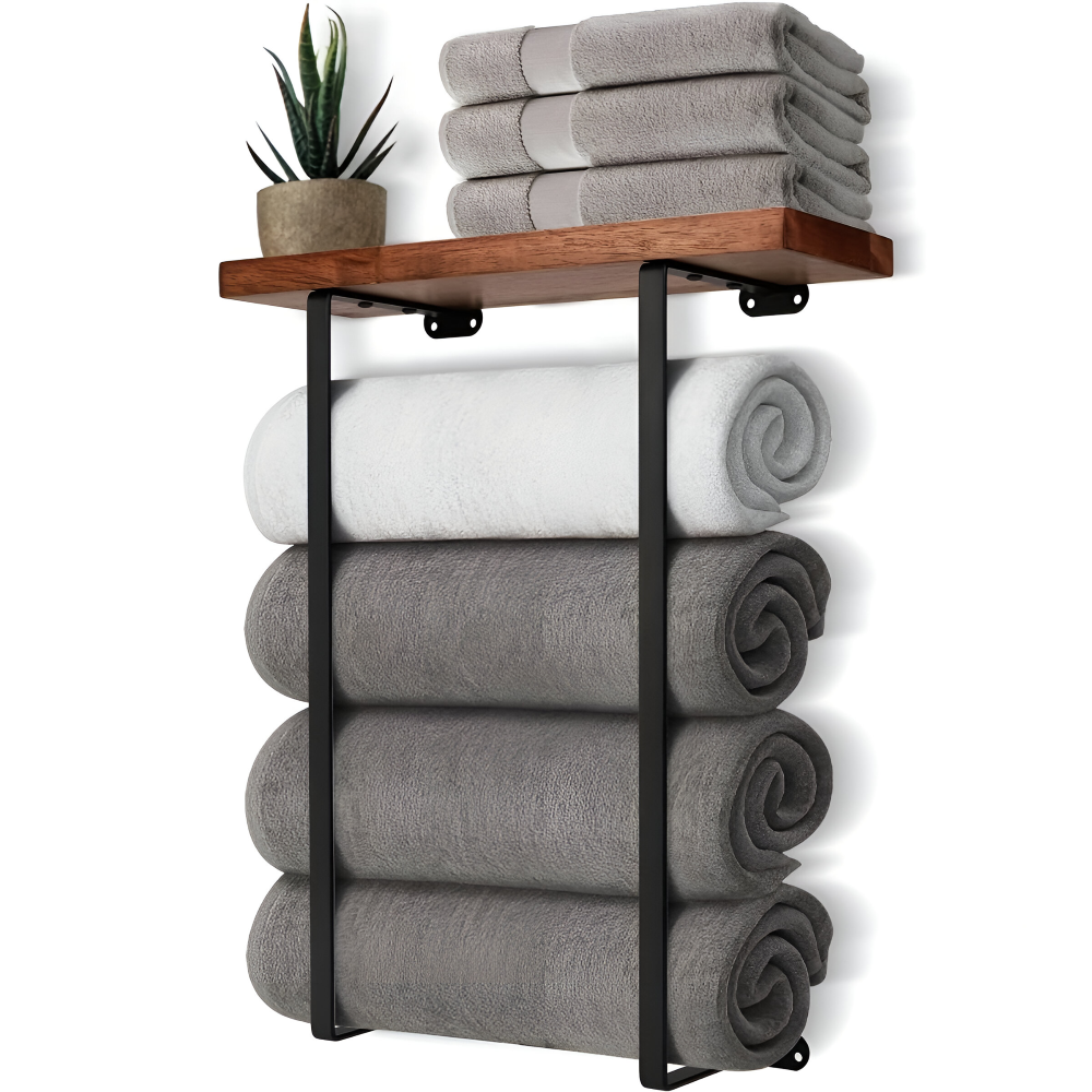 NordLine Duo – Porte-serviettes double mural élégant en bois et métal