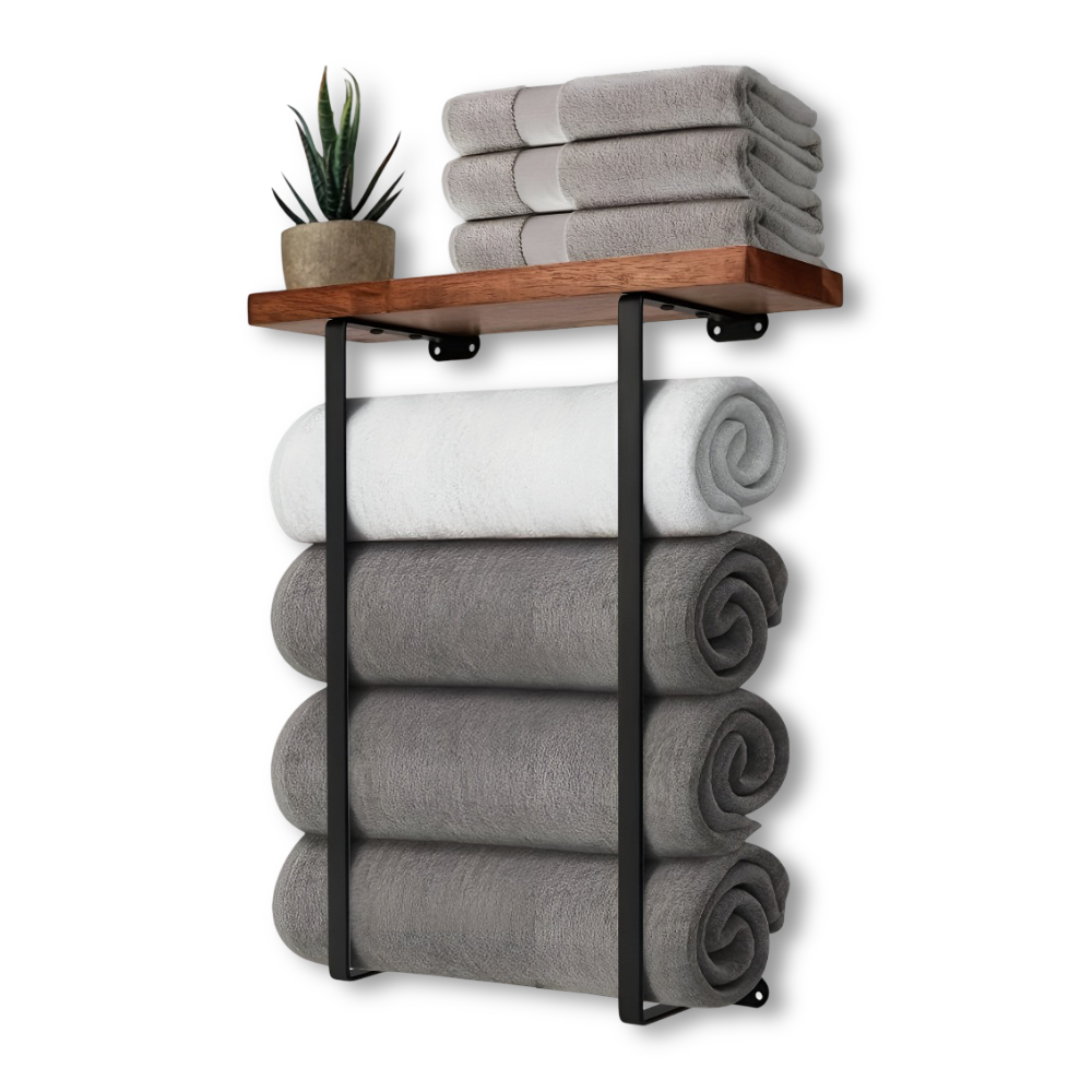 NordLine Duo – Porte-serviettes double mural élégant en bois et métal
