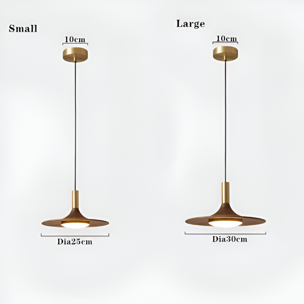 Suspension en noyer – lampe nordique ronde avec lumière LED