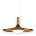 Suspension en noyer – lampe nordique ronde avec lumière LED