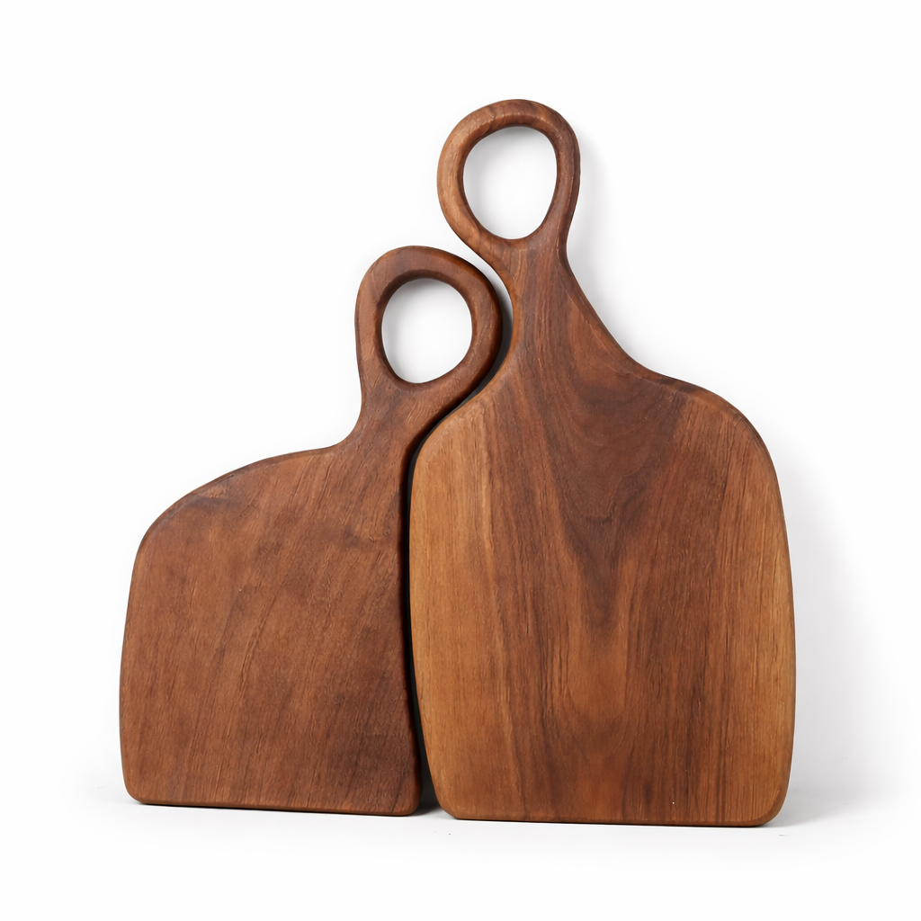 Ensemble de 2 planches à découper en bois de noyer - Outils de cuisine élégants et durables