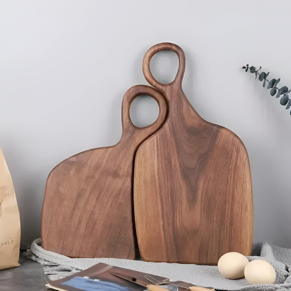 Ensemble de 2 planches à découper en bois de noyer - Outils de cuisine élégants et durables
