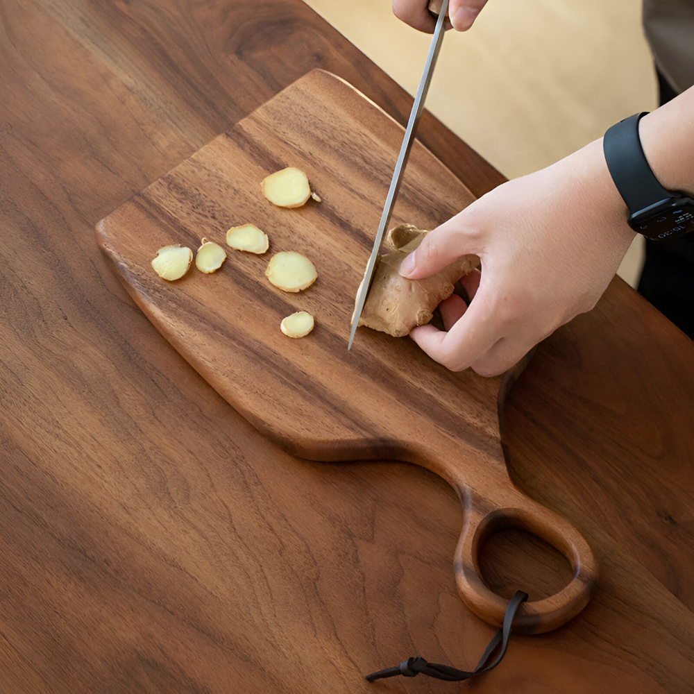 Ensemble de 2 planches à découper en bois de noyer - Outils de cuisine élégants et durables