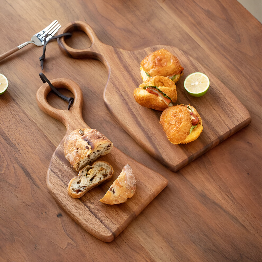 Ensemble de 2 planches à découper en bois de noyer - Outils de cuisine élégants et durables