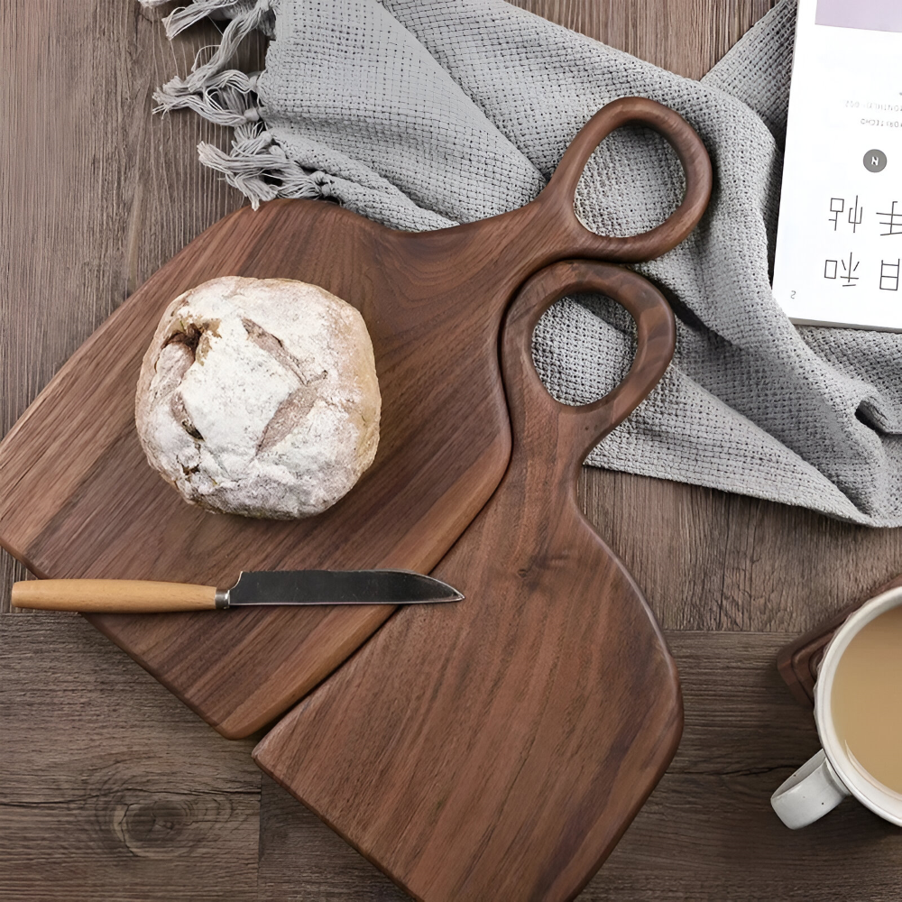 Ensemble de 2 planches à découper en bois de noyer - Outils de cuisine élégants et durables