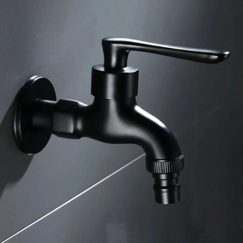 MATTEFLOW – Robinet mural noir pour cuisine, salle de bain et extérieur