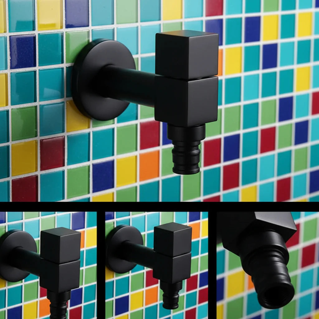 MATTEFLOW – Robinet mural noir pour cuisine, salle de bain et extérieur